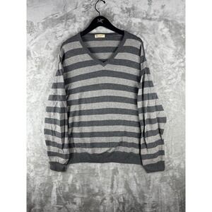 J Crew  Cashmere‎ Blend Striped V Neck Sweater Womens Size Large Utility Preppy